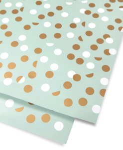 gold & white dot mint wrapping paper