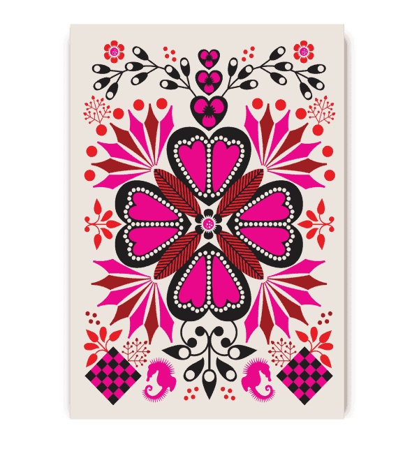 flower and heart postcard