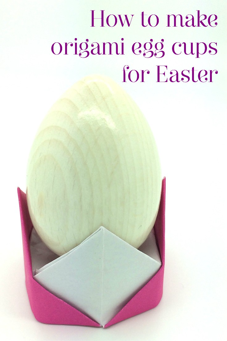 easter origami egg cup with text
