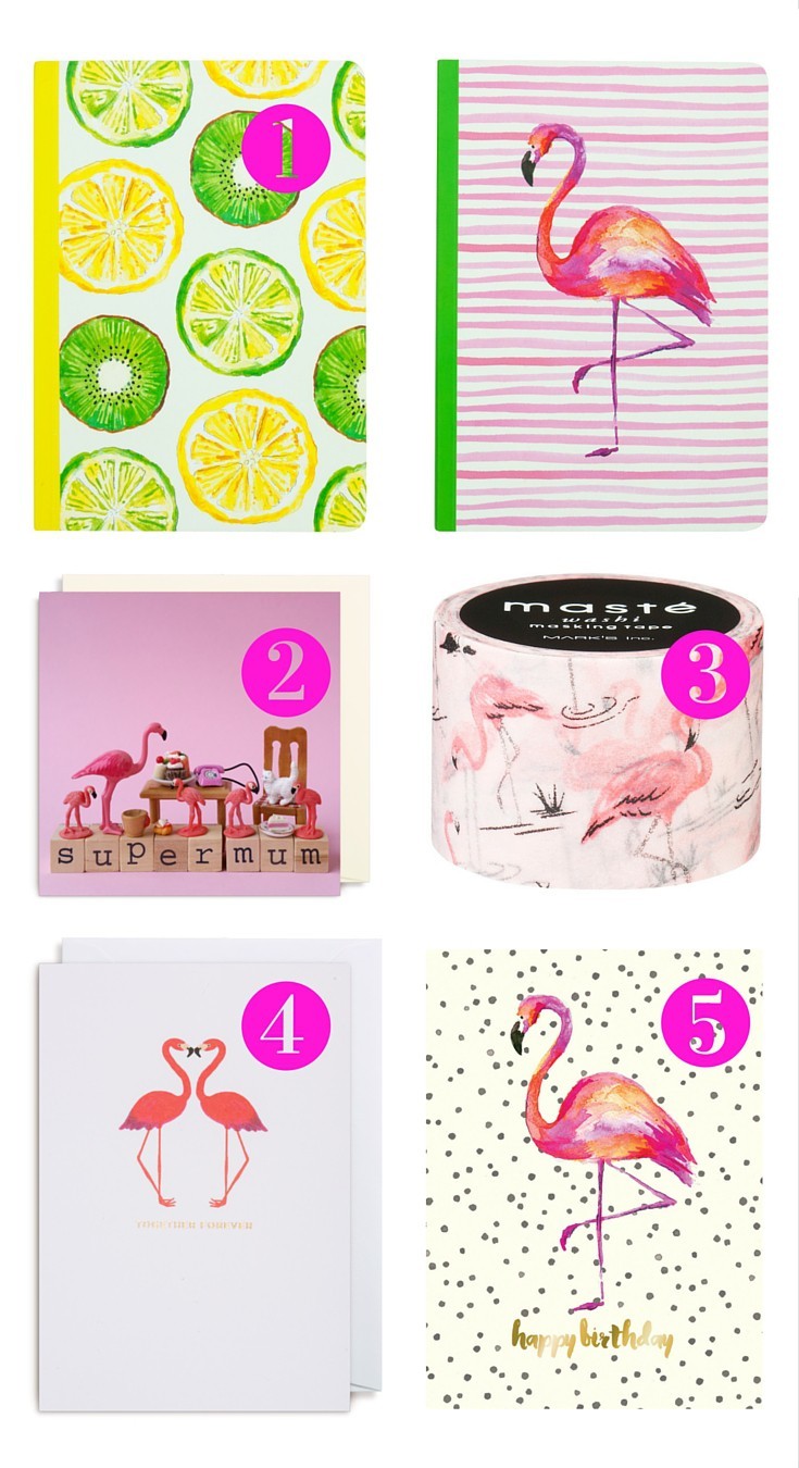 Flamingo stationery with numbers