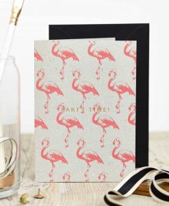 Neon flamingos card Katie Leamon